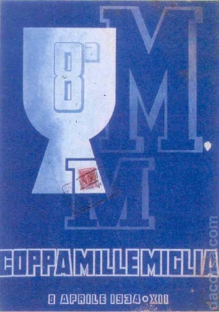 VIII Coppa delle Mille Miglia held on 8 April 1934 at Piazza della Vittoria in Italy with eleven entries and results. Image for VIII Coppa delle Mille Miglia