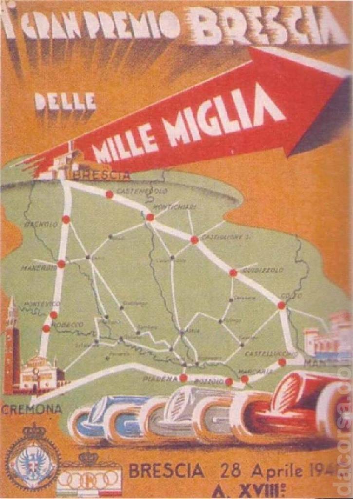 XIII Gran Premio delle Mille Miglia held on 28 April 1940 in Italy with twelve entries and results. Image for XIII Gran Premio delle Mille Miglia