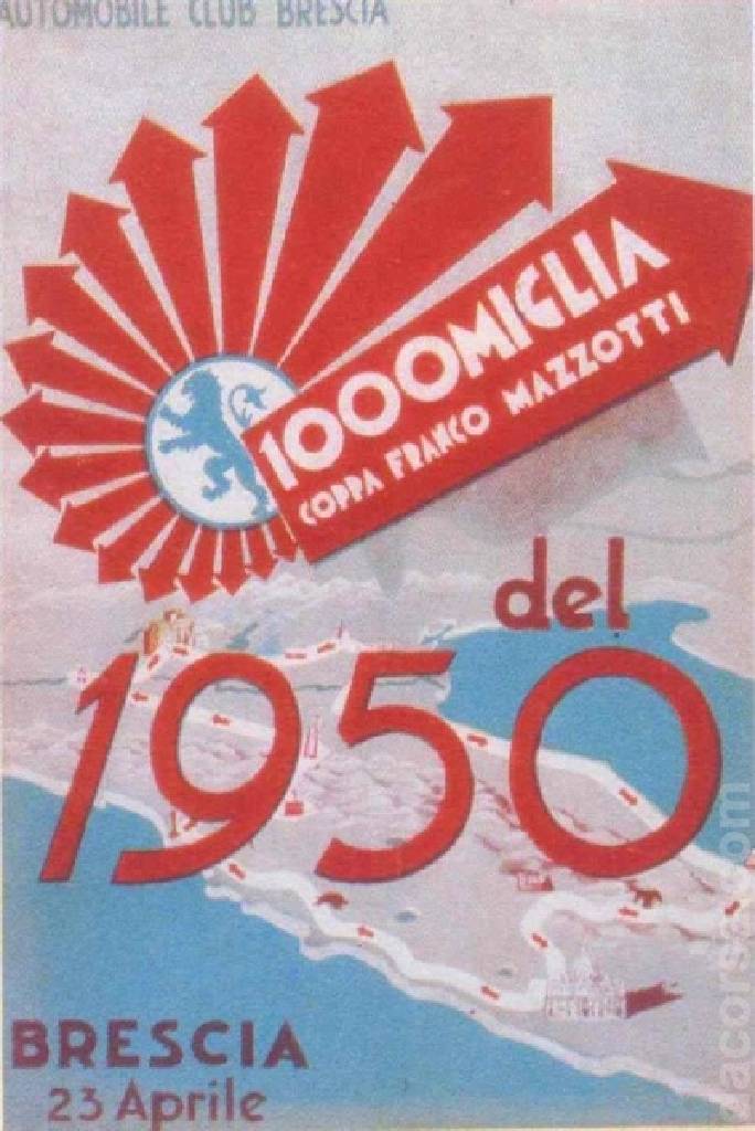XVII Mille Miglia Coppa ‘Franco Mazzotti’ held on 23 - 24 April 1950 at Piazza della Vittoria in Italy with twenty six entries and results. Image for XVII Mille Miglia Coppa 'Franco Mazzotti'