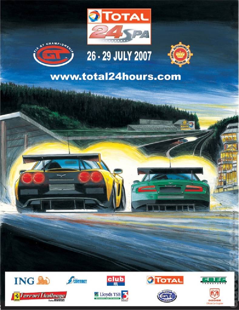 Poster of24 Hours of Spa 2007, FIA GT Championship round 06, Belgium, 26 - 29 July 2007 Poster of 24 Hours of Spa 2007, FIA GT Championship round 06, Belgium, 26 - 29 July 2007