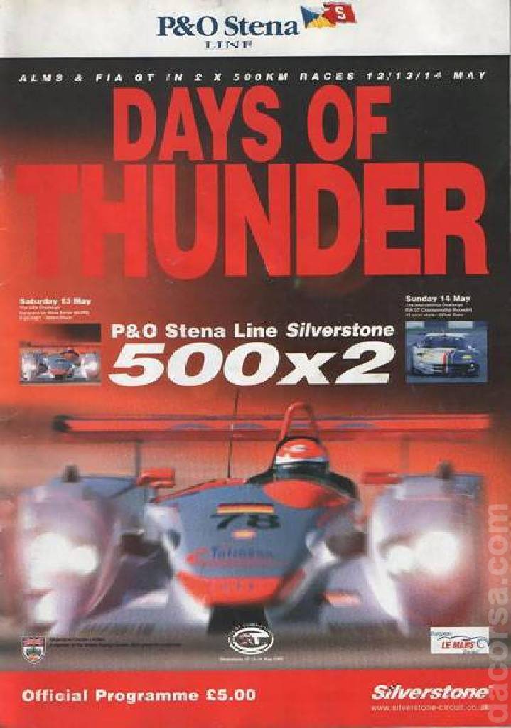 Poster ofDays of Thunder 2000, FIA GT Championship round 04, United Kingdom, 12 - 14 May 2000 Poster of Days of Thunder 2000, FIA GT Championship round 04, United Kingdom, 12 - 14 May 2000