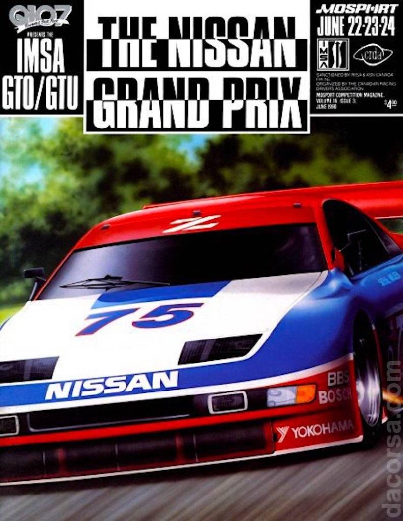 Poster ofNissan Grand Prix of Mosport 1990, IMSA GT Championship round 10, Canada, 22 - 24 June 1990 Poster of Nissan Grand Prix of Mosport 1990, IMSA GT Championship round 10, Canada, 22 - 24 June 1990