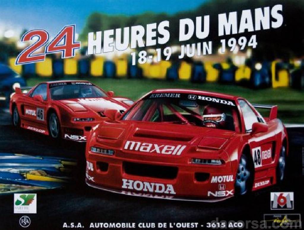 edition des 24 Heures du Mans held on 18 - 19 June 1994 at Circuit de la Sarthe in France with fourty eight entries and results.
Image for 62. edition des 24 Heures du Mans