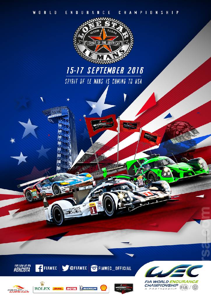 Poster of6 Hours of Circuit of the Americas 2016, FIA World Endurance Championship round 07, United States, 16 - 18 September 2016 Poster of 6 Hours of Circuit of the Americas 2016, FIA World Endurance Championship round 07, United States, 16 - 18 September 2016
