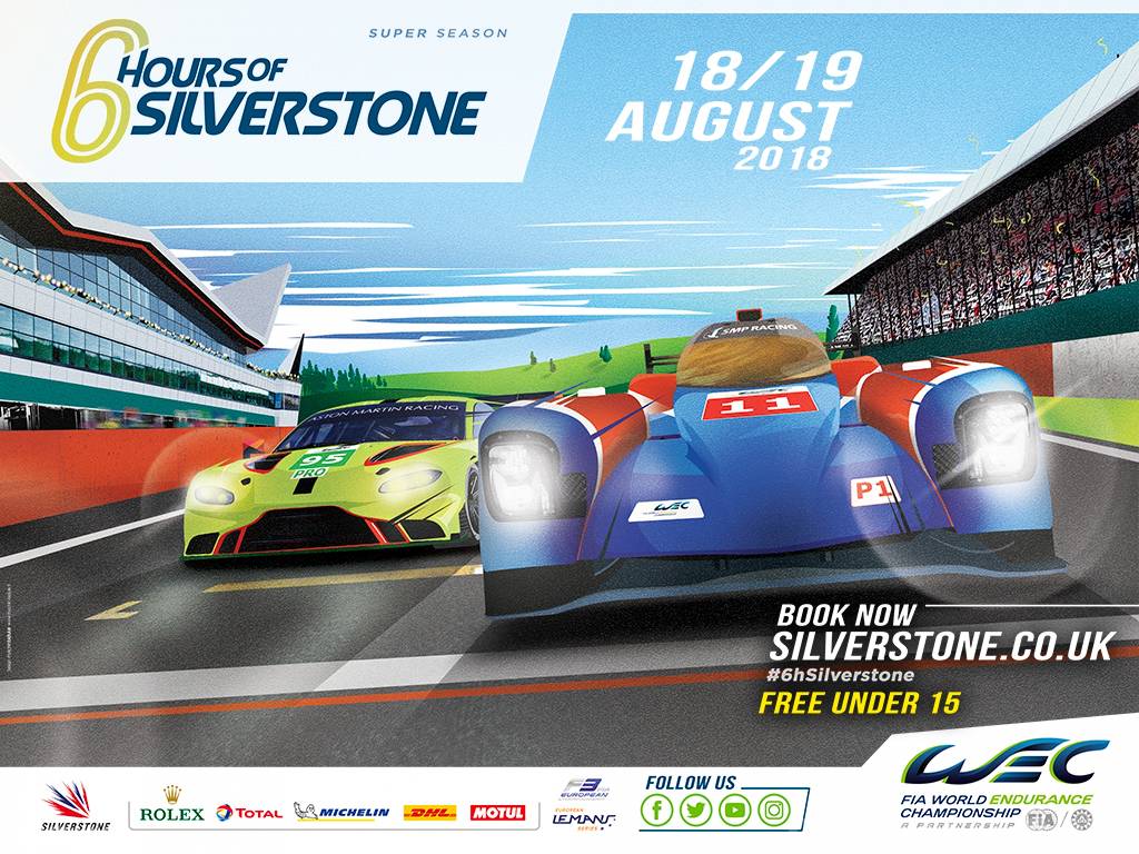 Poster of6 Hours of Silverstone 2018, FIA World Endurance Championship round 03, United Kingdom, 19 August 2018 Poster of 6 Hours of Silverstone 2018, FIA World Endurance Championship round 03, United Kingdom, 19 August 2018