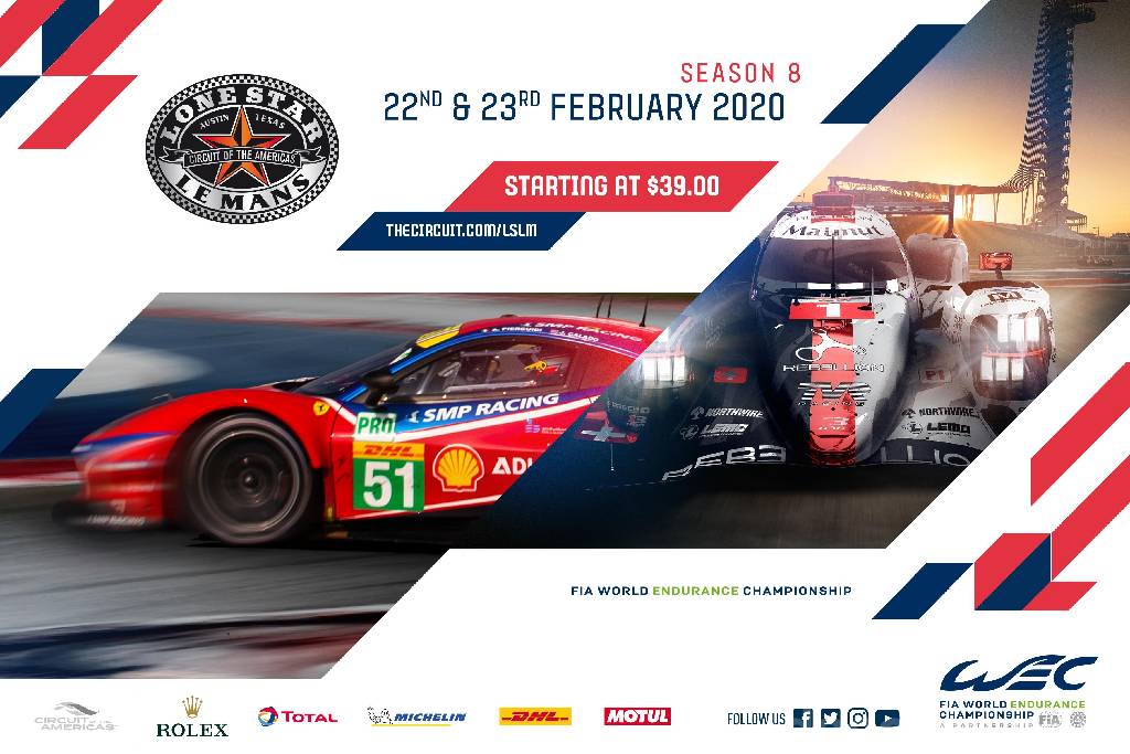 Poster ofLone Star Le Mans 2020, FIA World Endurance Championship round 05, United States, 23 February 2020 Poster of Lone Star Le Mans 2020, FIA World Endurance Championship round 05, United States, 23 February 2020