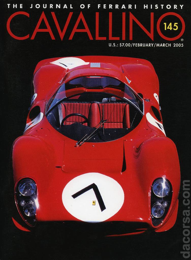Cavallino Magazine issue 145 contains twelve articles in american english on 80 pages bound softcover for February / March 2005. Image for Cavallino Magazine issue 145
