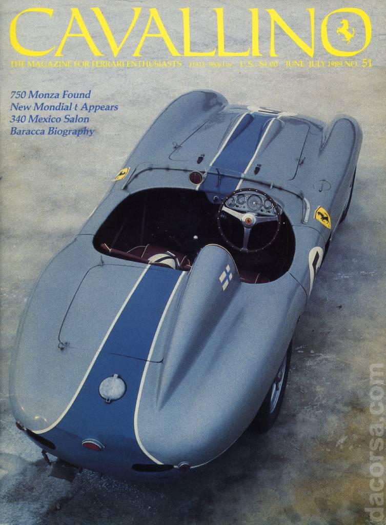 Cavallino Magazine issue 51 contains eighteen articles in american english on 56 pages bound softcover for June / July 1989. Image for Cavallino Magazine issue 51
