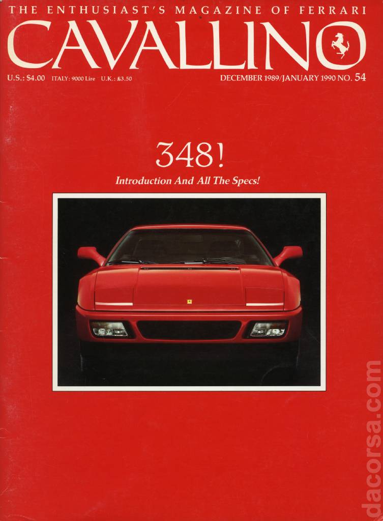 Cavallino Magazine issue 54 contains twenty one articles in american english on 48 pages bound softcover for December 1989 / January 1990. Image for Cavallino Magazine issue 54