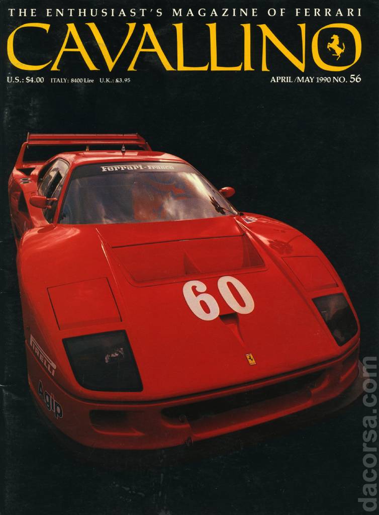 Cavallino Magazine issue 56 contains twenty four articles in american english on 56 pages bound softcover for April / May 1990. Image for Cavallino Magazine issue 56