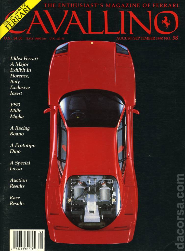 Cavallino Magazine issue 58 contains twenty four articles in american english on 64 pages bound softcover for August / September 1990. Image for Cavallino Magazine issue 58