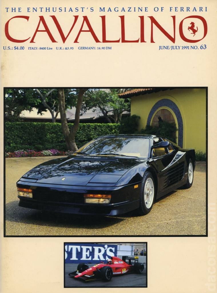 Cavallino Magazine issue 63 contains fourteen articles in american english on 48 pages bound softcover for June / July 1991. Image for Cavallino Magazine issue 63