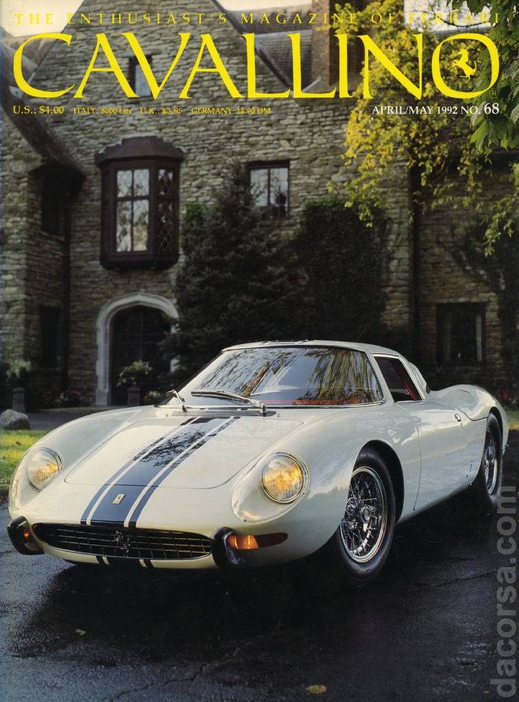 Cavallino Magazine issue 68 contains thirteen articles in american english on 48 pages bound softcover for April / May 1992. Image for Cavallino Magazine issue 68