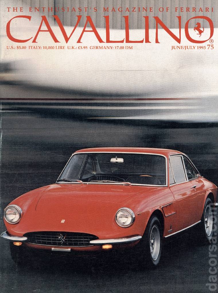 Cavallino Magazine issue 75 contains seventeen articles in american english on 48 pages bound softcover for June / July 1993. Image for Cavallino Magazine issue 75