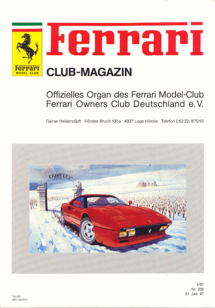 Ferrari Model Club issue 228 in german bound softcover for 21. Jan 87 (1987). Image for Ferrari Model Club issue 228