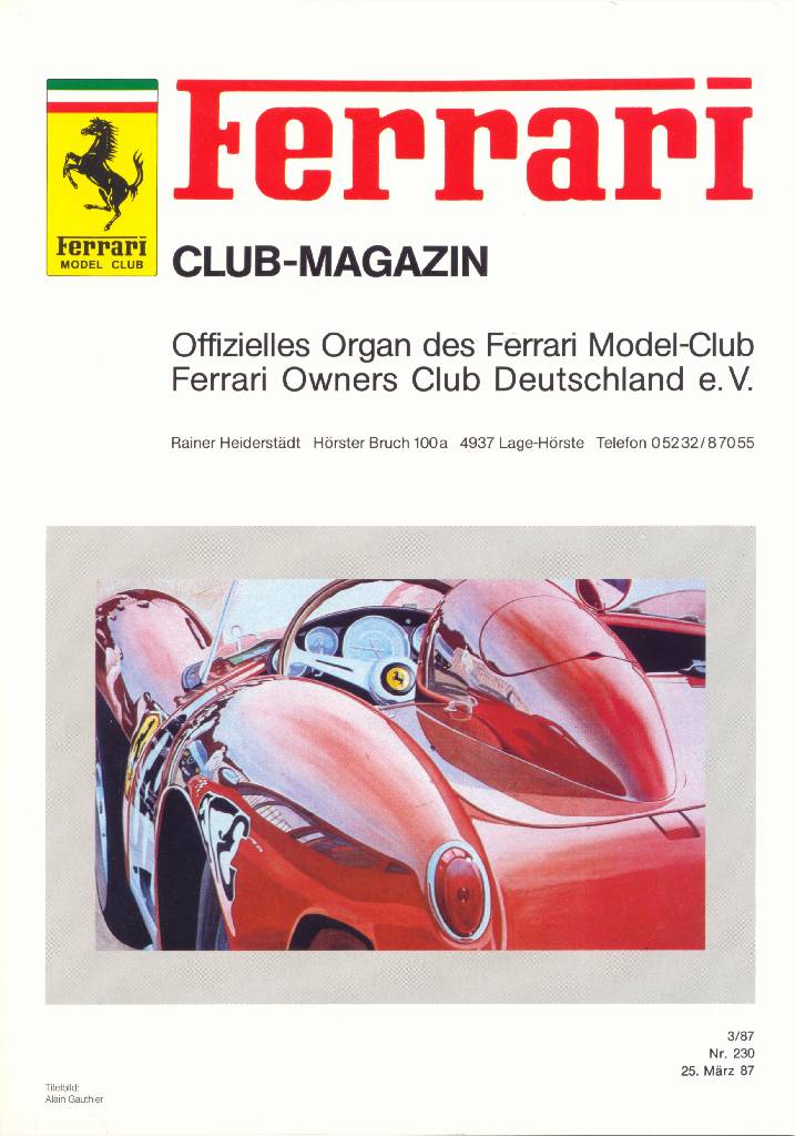 Ferrari Model Club issue 230 in german bound softcover for 25. Marz 87 (1987). Image for Ferrari Model Club issue 230