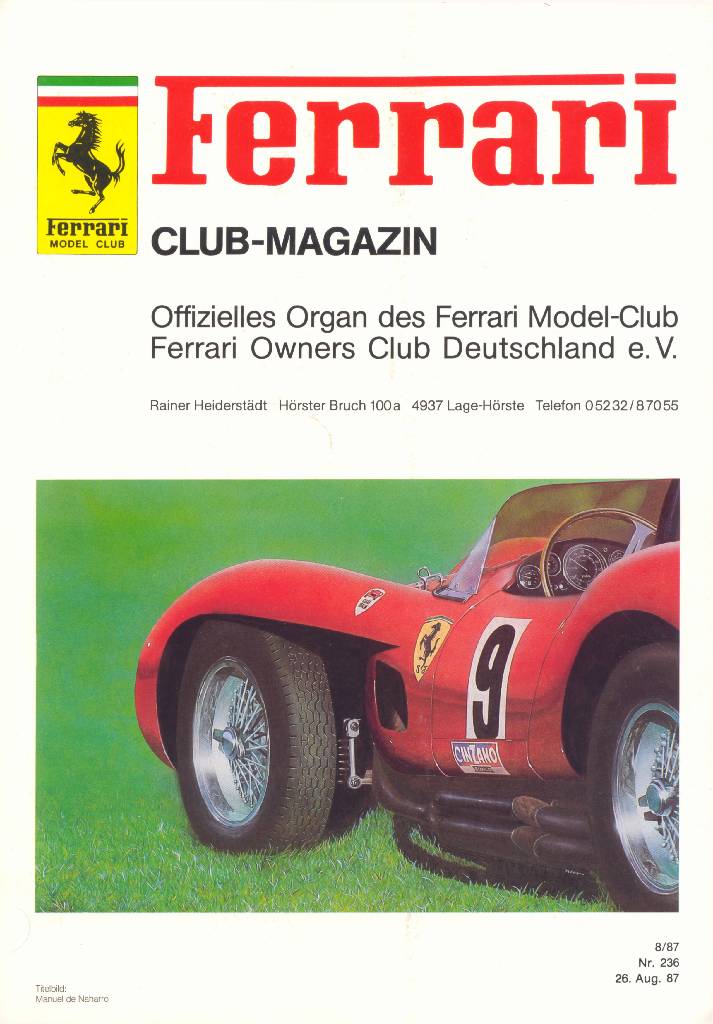 Ferrari Model Club issue 236 in german bound softcover for 26. Aug. 87 (1987). Image for Ferrari Model Club issue 236