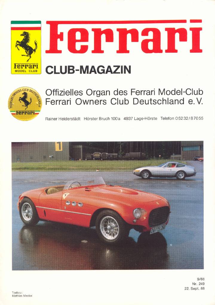 Ferrari Model Club issue 249 in german bound softcover for 22. Sept. 88 (1988). Image for Ferrari Model Club issue 249