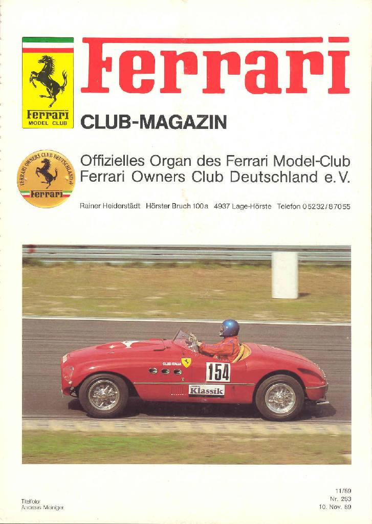 Ferrari Model Club issue 263 in german bound softcover for 10. Nov. 89 (1989). Image for Ferrari Model Club issue 263