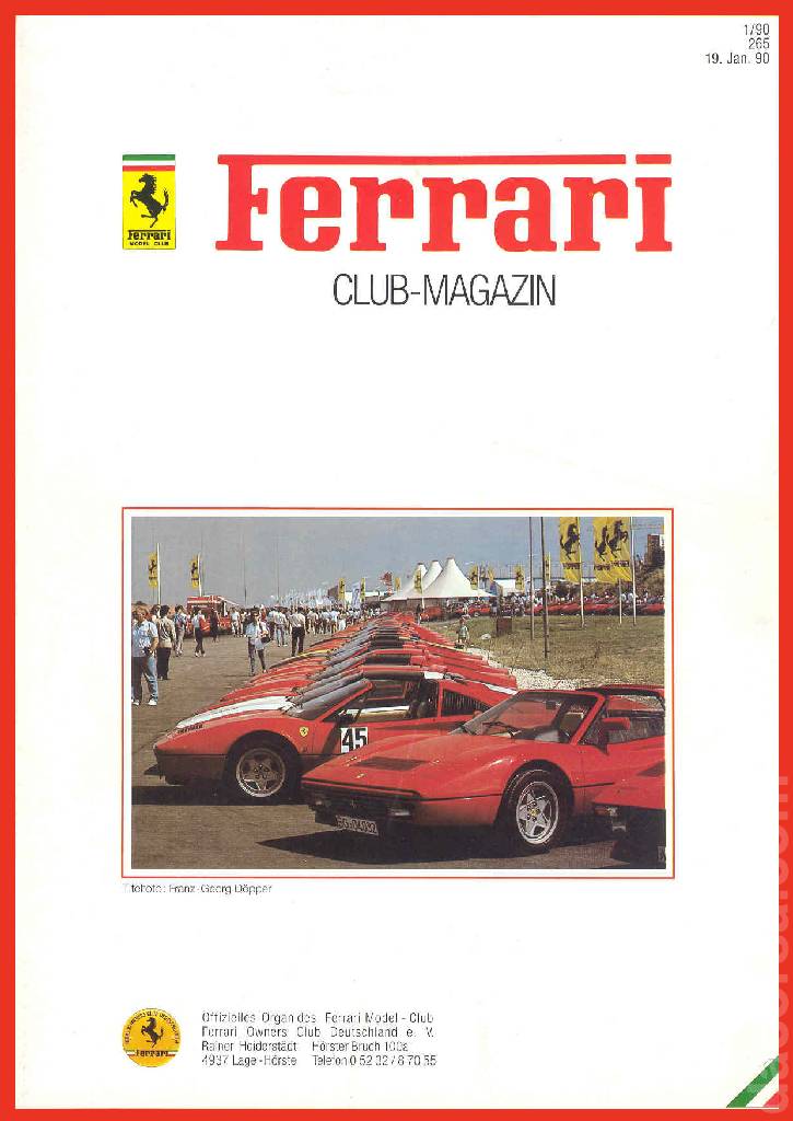 Ferrari Model Club issue 265 in german bound softcover for 19. Jan. 90 (1990). Image for Ferrari Model Club issue 265