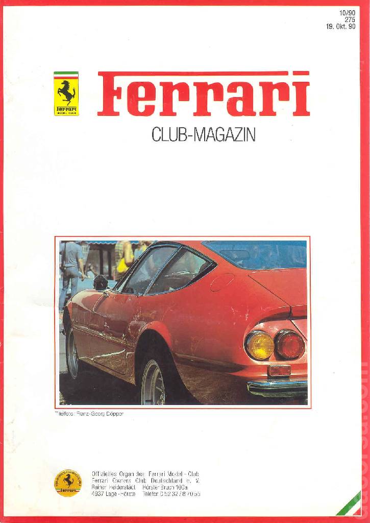 Ferrari Model Club issue 275 in german bound softcover for 19. Okt. 90 (1990). Image for Ferrari Model Club issue 275