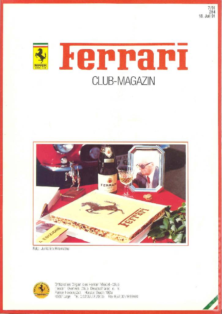 Ferrari Model Club issue 284 in german bound softcover for 18. Juli 91 (1991). Image for Ferrari Model Club issue 284