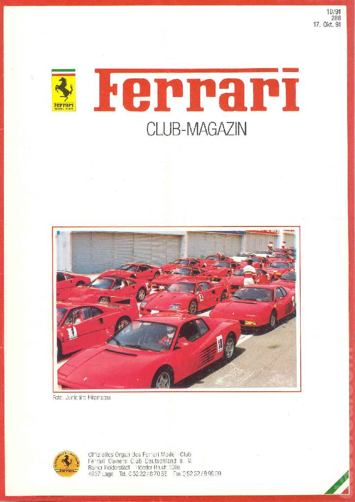 Ferrari Model Club issue 288 in german bound softcover for 17. Okt. 91 (1991). Image for Ferrari Model Club issue 288
