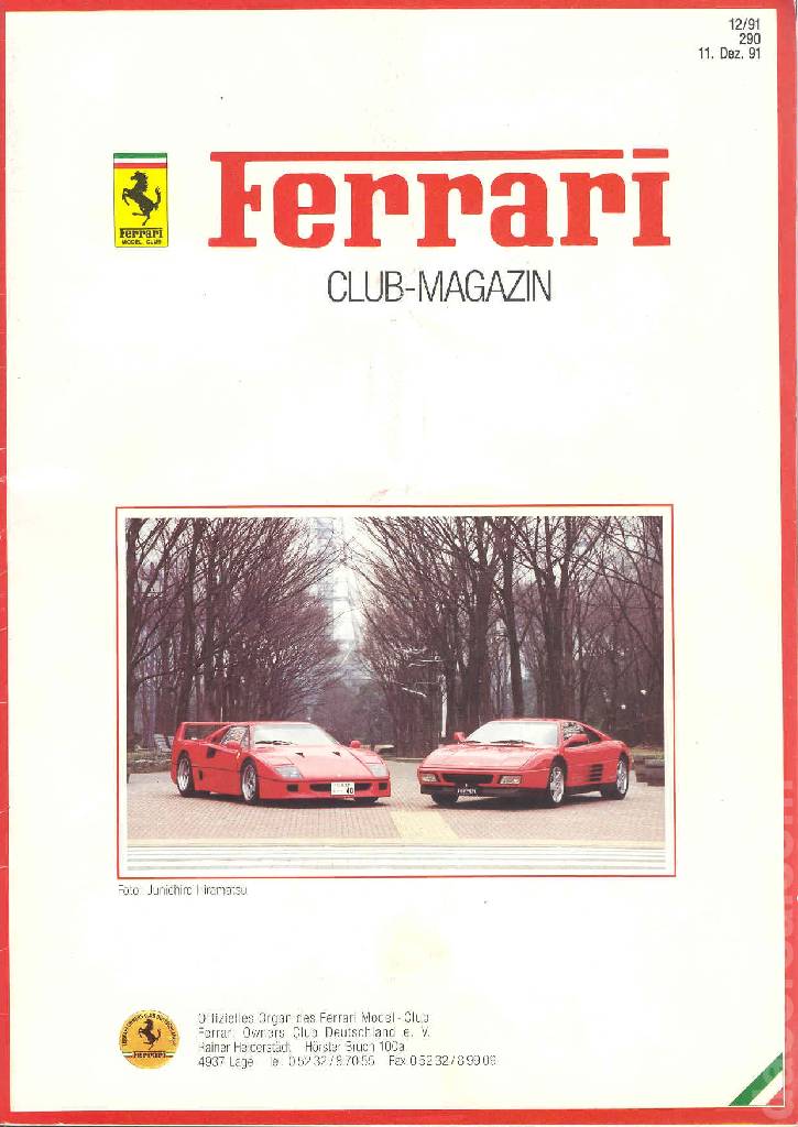 Ferrari Model Club issue 290 in german bound softcover for 11. Dez. 91 (1991). Image for Ferrari Model Club issue 290
