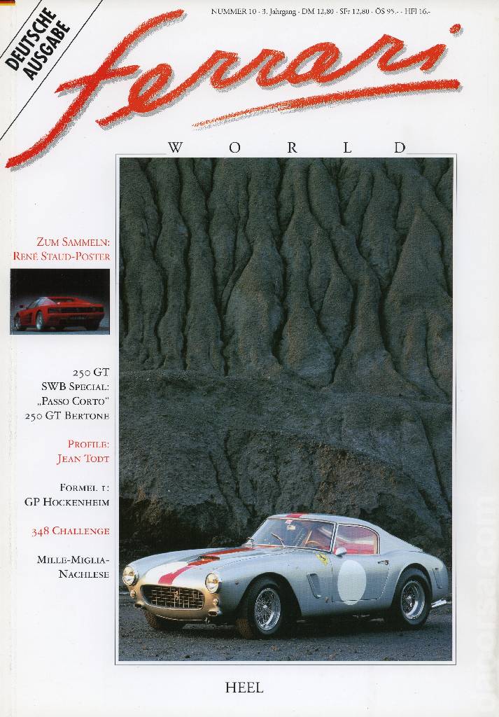 Ferrari World Deutschland issue 10 contains twenty four articles in german on 80 pages bound softcover for 3. Jahrgang (1993). Image for Ferrari World Deutschland issue 10