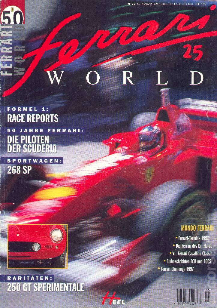 Ferrari World Deutschland issue 25 contains twenty one articles in german on 80 pages bound softcover for 7. Jahrgang (1997). Image for Ferrari World Deutschland issue 25