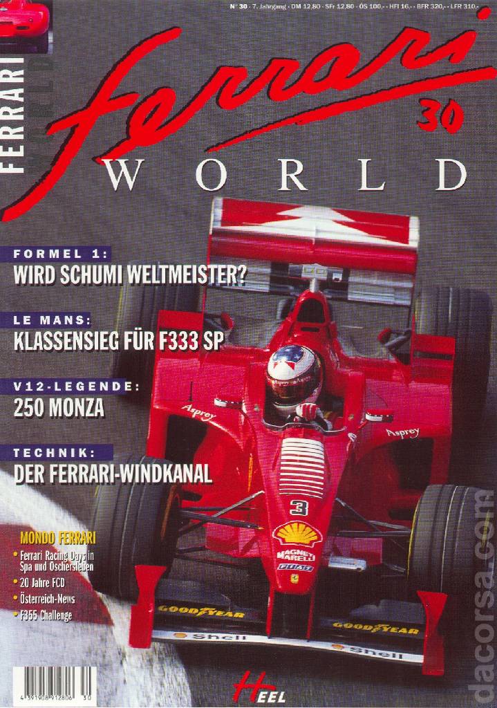 Ferrari World Deutschland issue 30 contains twenty two articles in german on 80 pages bound softcover for 8. Jahrgang (1998). Image for Ferrari World Deutschland issue 30