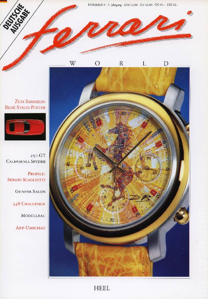 Ferrari World Deutschland issue 9 contains twenty three articles in german on 80 pages bound softcover for 3. Jahrgang (1993). Image for Ferrari World Deutschland issue 9
