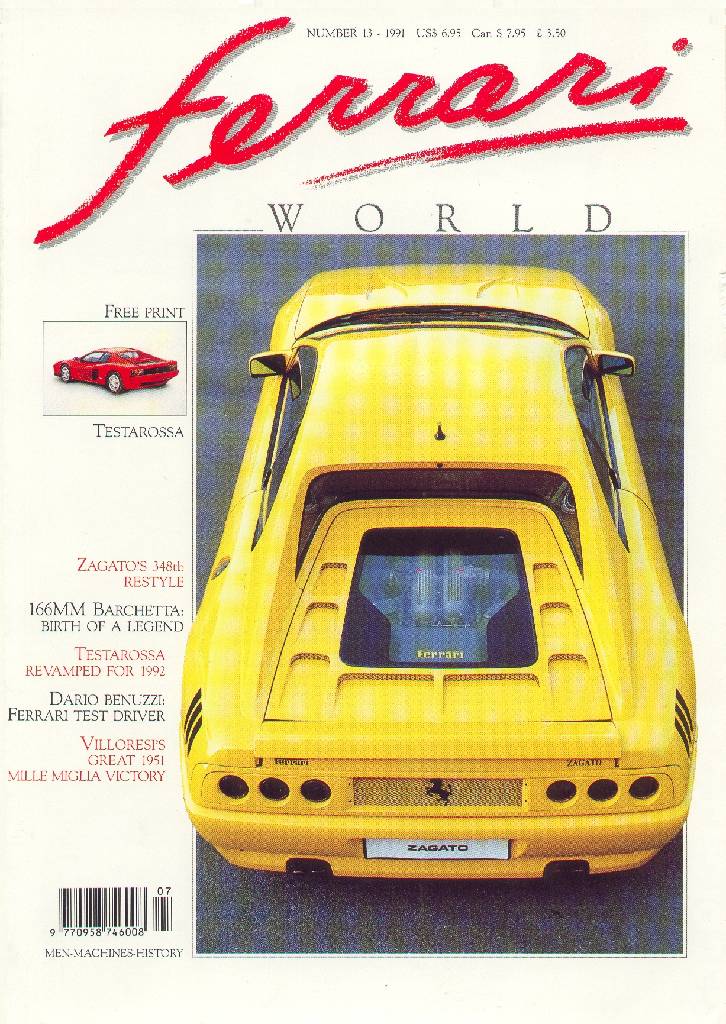 Ferrari World issue 13 contains thirteen articles in english on 80 pages bound softcover for July / August 1991. Image for Ferrari World issue 13