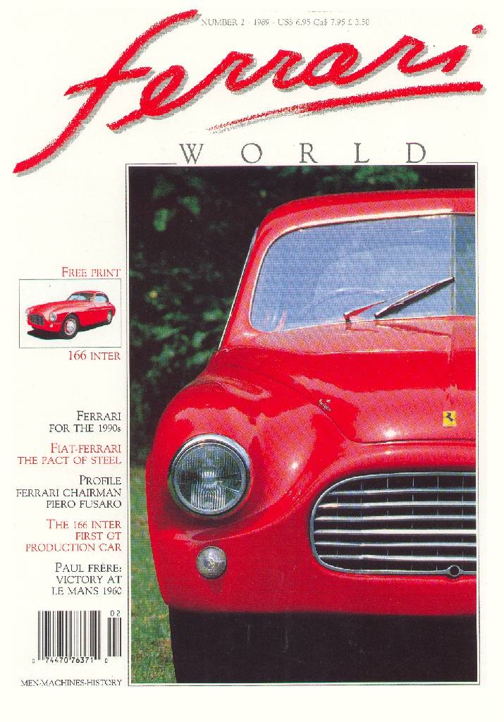 Ferrari World issue 2 contains twenty one articles in english on 64 pages bound softcover for August / September 1989. Image for Ferrari World issue 2