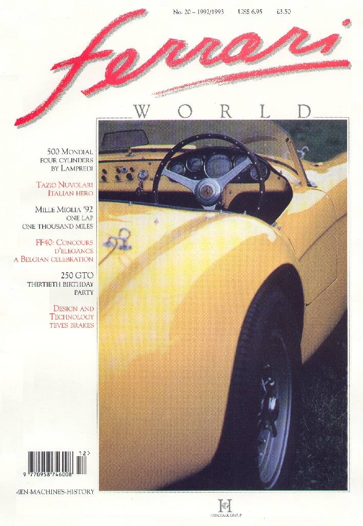 Ferrari World issue 20 contains thirteen articles in english on 80 pages bound softcover for December 1992 / January 1993. Image for Ferrari World issue 20