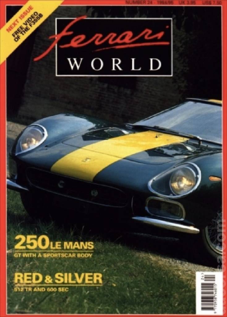 Ferrari World issue 24 contains twelve articles in english on 64 pages bound softcover for December 1994 / January 1995. Image for Ferrari World issue 24