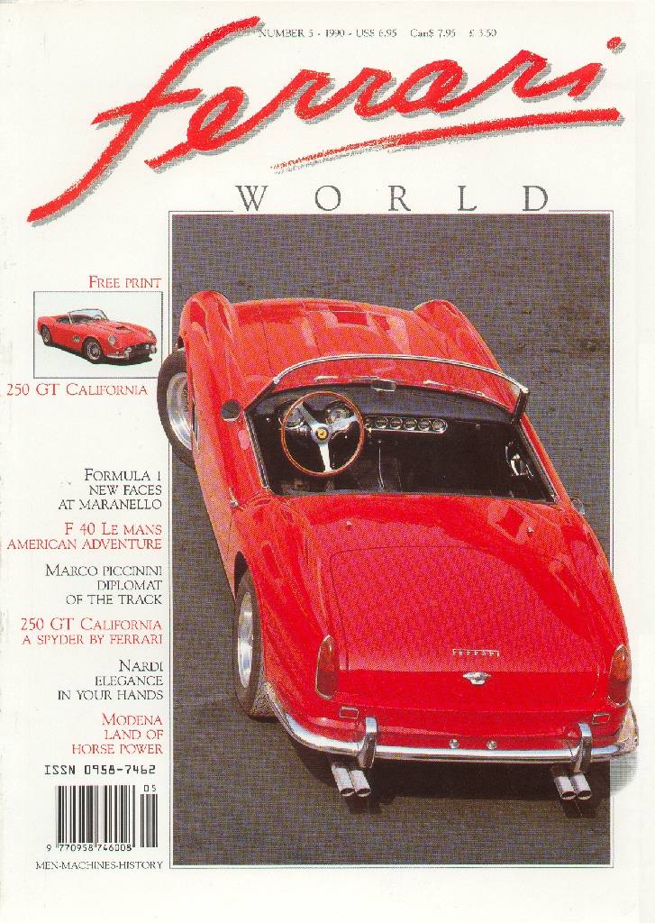 Ferrari World issue 5 contains twenty articles in english on 80 pages bound softcover for March / April 1990. Image for Ferrari World issue 5