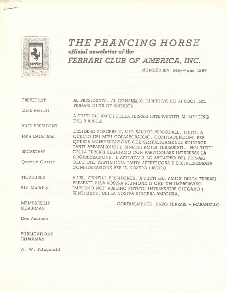 Prancing Horse issue 14 contains seventeen articles in american english for no. XIV (1967). Image for Prancing Horse issue 14