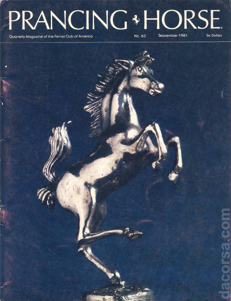 Prancing Horse issue 63 contains fourteen articles in american english bound softcover for no. 63 - September 1981. Image for Prancing Horse issue 63